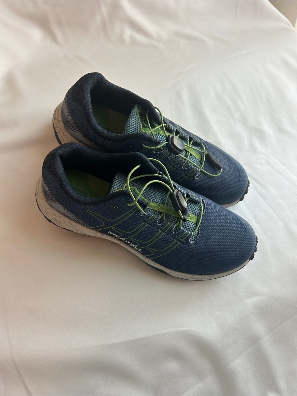 Merrell Navy and Lime Kids Trail Sneakers